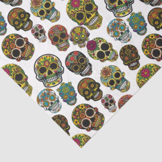 Sugar Skull Art - Traditioneel patroon (wit) Tissuepapier (Detail)