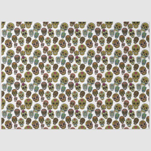 Sugar Skull Art - Traditioneel patroon (wit) Tissuepapier (Voorkant)