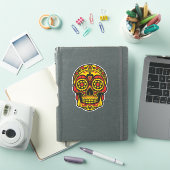 Sugar Skull Art - Traditioneel rood / goud met har Sticker (iPad Cover)