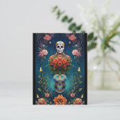 Sugar Skull Art - Traditionele Dia de los Muertos Briefkaart (Staand voorkant)