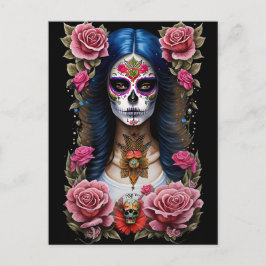 Sugar Skull Art - Traditionele Vrouw Briefkaart