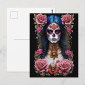 Sugar Skull Art - Traditionele Vrouw Briefkaart (Voorkant / Achterkant)