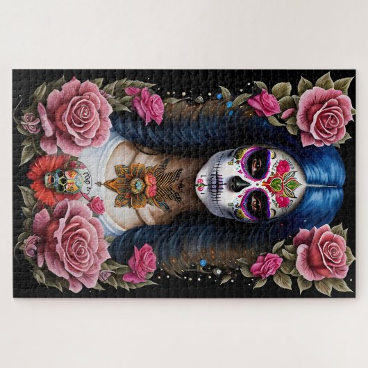 Sugar Skull Art - Traditionele Vrouw Legpuzzel (Horizontaal)