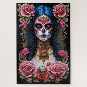 Sugar Skull Art - Traditionele Vrouw Legpuzzel