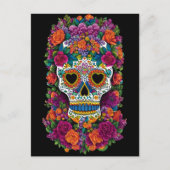 Sugar Skull Art - Uitbarsting van Mexicaanse flair Briefkaart (Voorkant)