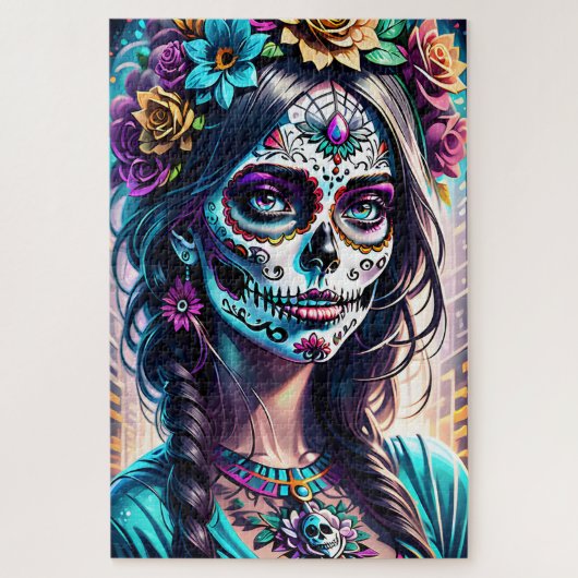 Sugar Skull Art - Urban Elegance Legpuzzel (Verticaal)
