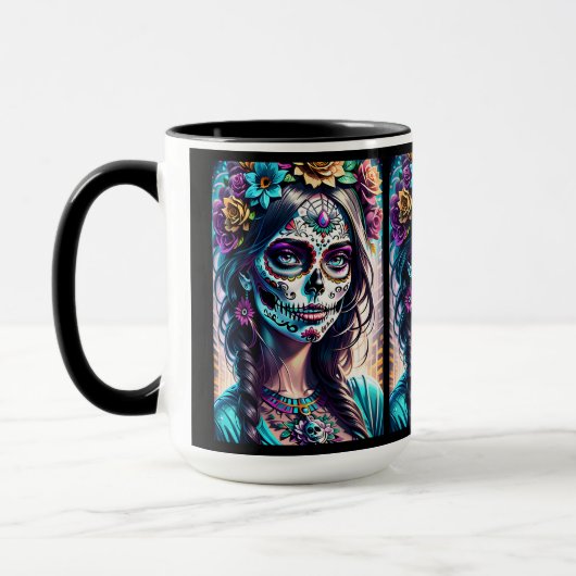 Sugar Skull Art - Urban Elegance Mok (Links)