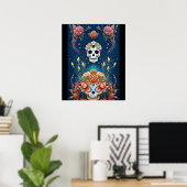 Sugar Skull Art - Vakantie van Dia de los Muertos Poster (Thuiskantoor)