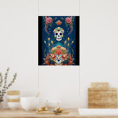Sugar Skull Art - Vakantie van Dia de los Muertos Poster (Keuken)