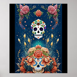 Sugar Skull Art - Vakantie van Dia de los Muertos Poster