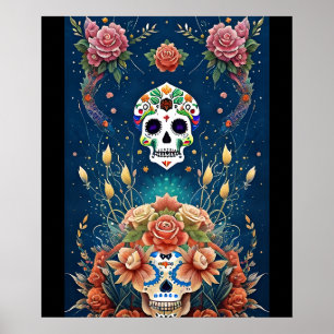 Sugar Skull Art - Vakantie van Dia de los Muertos Poster