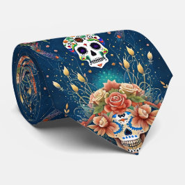 Sugar Skull Art - Vakantie van Dia de los Muertos Stropdas