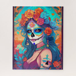 Sugar Skull Art - Versluierde schoonheid in levend Legpuzzel