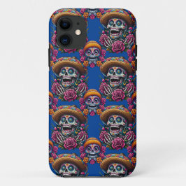 Sugar Skull Art - Vibrant Day of the Dead (Blauw) Case-Mate iPhone Case
