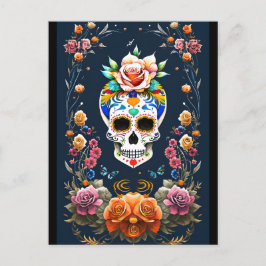 Sugar Skull Art - Vier het leven Briefkaart