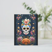 Sugar Skull Art - Vier het leven Briefkaart (Staand voorkant)