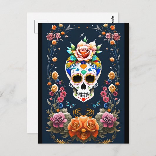 Sugar Skull Art - Vier het leven Briefkaart (Voorkant / Achterkant)