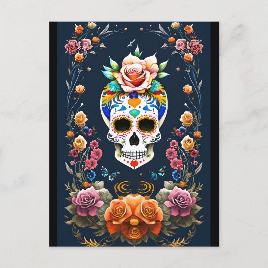 Sugar Skull Art - Vier het leven Briefkaart (Voorkant)