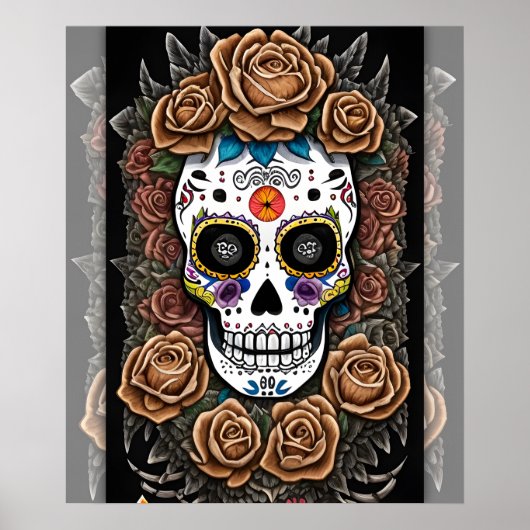 Sugar Skull Art - Vier met levendige kleuren Poster (Voorkant)