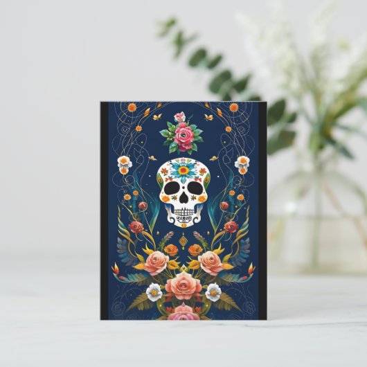 Sugar Skull Art - Vier traditie Briefkaart (Staand voorkant)