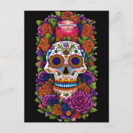 Sugar Skull Art - Vieren Dia de los Muertos Briefkaart