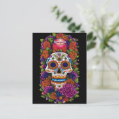 Sugar Skull Art - Vieren Dia de los Muertos Briefkaart (Staand voorkant)
