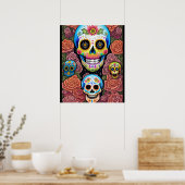 Sugar Skull Art - Vieren Dia de los Muertos Poster (Keuken)