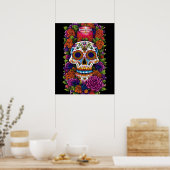 Sugar Skull Art - Vieren Dia de los Muertos Poster (Keuken)