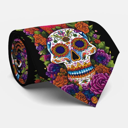Sugar Skull Art - Vieren Dia de los Muertos Stropdas (Opgerold)