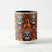 Sugar Skull Art - Vlammende schedel Mok (Midden)