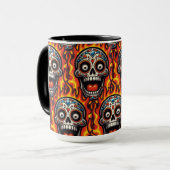 Sugar Skull Art - Vlammende schedel Mok (Voorkant links)
