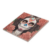 Sugar Skull Art - Vrouw in make-up Tegeltje (Zijkant)