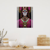 Sugar Skull Art - Vrouw in opvallende make-up Poster (Keuken)