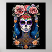 Sugar Skull Art - Vrouw in prachtige schedel make- Poster (Voorkant)