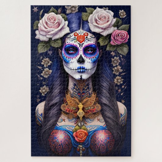Sugar Skull Art - Vrouw in Sugar Skull Make-up Legpuzzel (Verticaal)