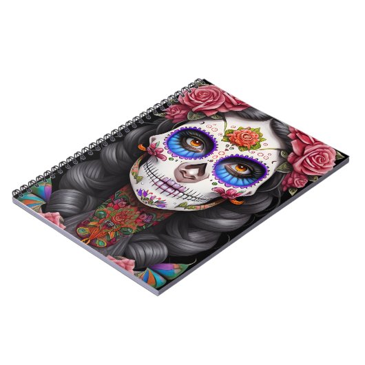 Sugar Skull Art - Vrouw in Sugar Skull Make-up Notitieboek (Linkerzijde)