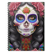 Sugar Skull Art - Vrouw in Sugar Skull Make-up Notitieboek (Voorkant)