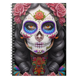 Sugar Skull Art - Vrouw in Sugar Skull Make-up Notitieboek