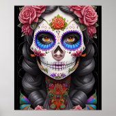 Sugar Skull Art - Vrouw in Sugar Skull Make-up Poster (Voorkant)