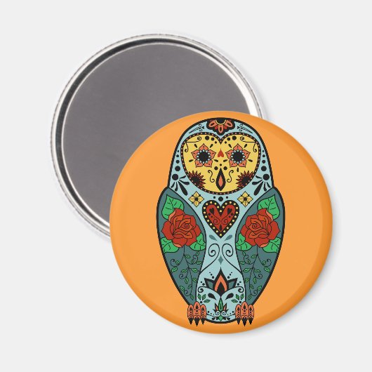 Sugar Skull Barn Owl Magneet (Voorkant / Achterkant)