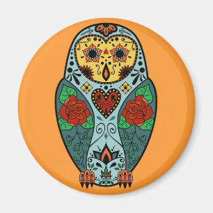 Sugar Skull Barn Owl Magneet