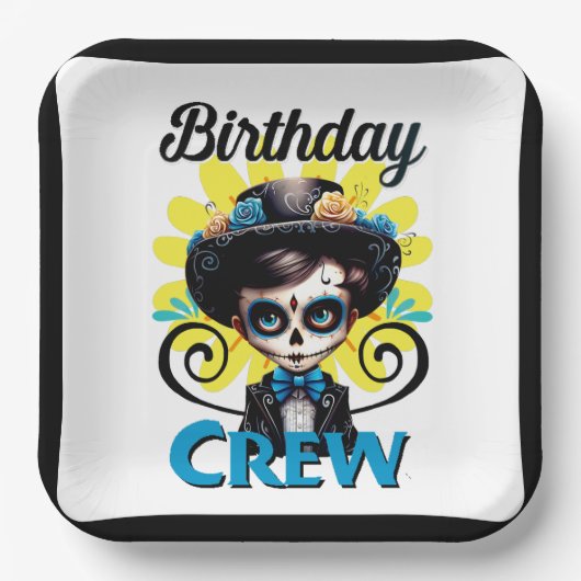 Sugar Skull Birthday Boy Papieren Bordje (Voorkant)