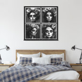 Sugar Skull Black and White Canvas Afdruk (Insitu (Slaapkamer))