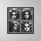 Sugar Skull Black and White Canvas Afdruk (Voorkant)
