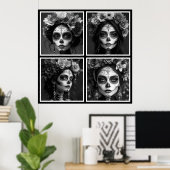 Sugar Skull Black and White  Poster (Thuiskantoor)