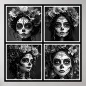 Sugar Skull Black and White  Poster (Voorkant)