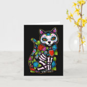 Sugar Skull Black Cat de los Muertos Catrina Dag O Kaart (Gele Bloem)