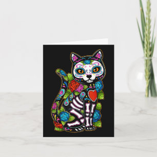 Sugar Skull Black Cat de los Muertos Catrina Dag O Kaart