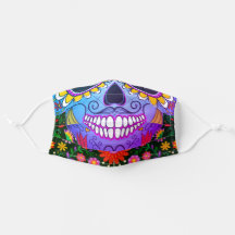 SUGAR SKULL BLACK met bloemen - Gezichtsmasker opn