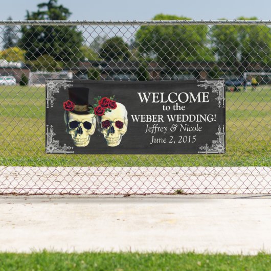 Sugar Skull bruid en bruidegom bruiloft banner (Insitu)